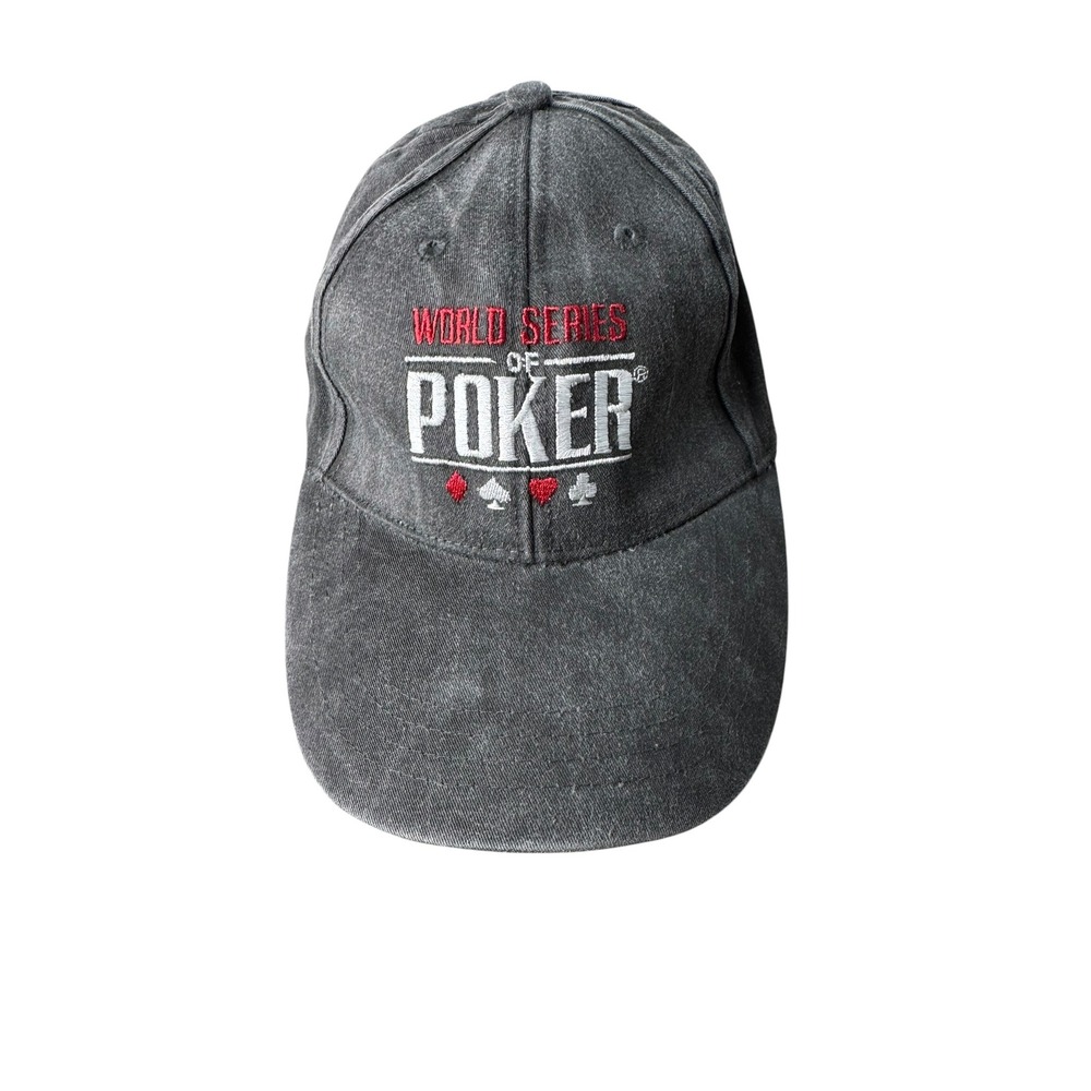 World Series of Poker WSOP Hat Mens Gray Washed Cotton Baseball Cap Adjustable